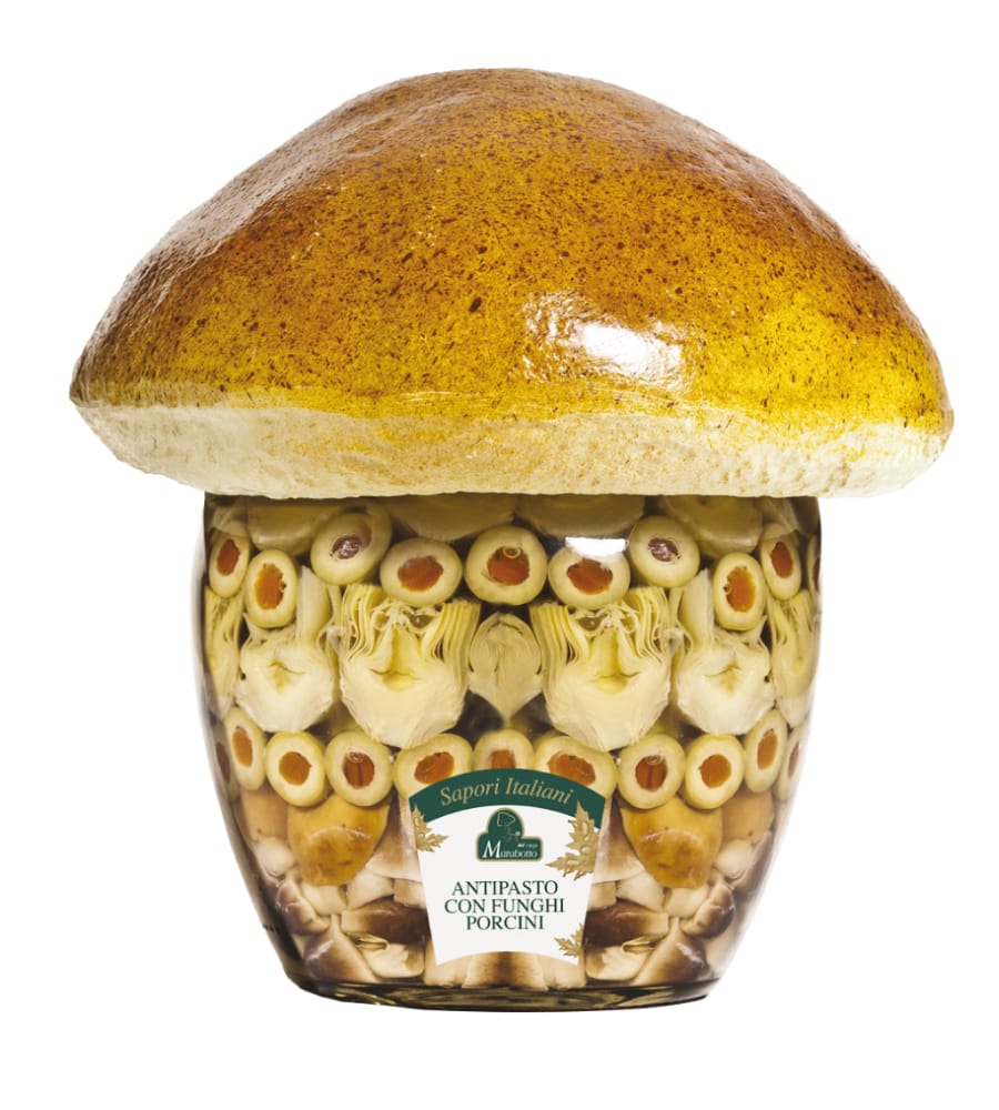Appetizer in olive oil with porcini mushrooms