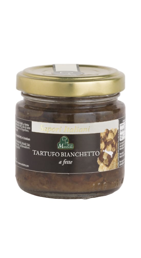 Sliced “bianchetto” truffles in oil